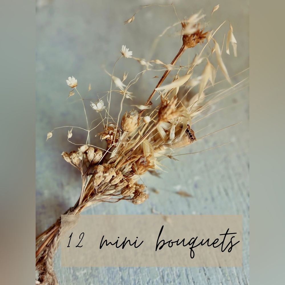 ✨12 Mini Dried Flower Bouquets - Rustic Boho Wedding Favors & Decor✨